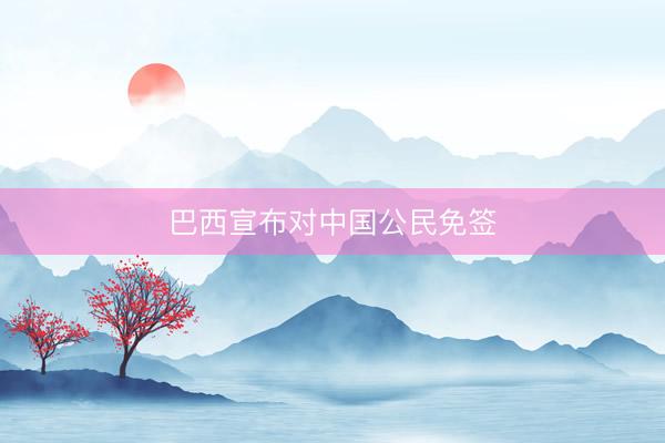 巴西宣布对中国公民免签