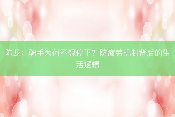 陈龙：骑手为何不想停下？防疲劳机制背后的生活逻辑