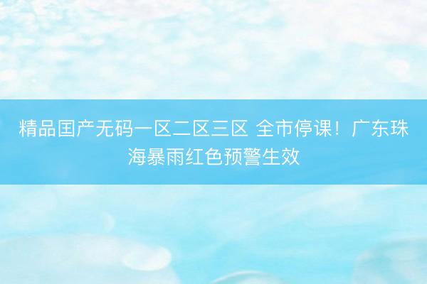 精品囯产无码一区二区三区 全市停课！广东珠海暴雨红色预警生效