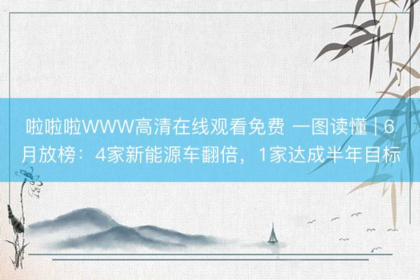 啦啦啦WWW高清在线观看免费 一图读懂 | 6月放榜：4家新能源车翻倍，<a href=