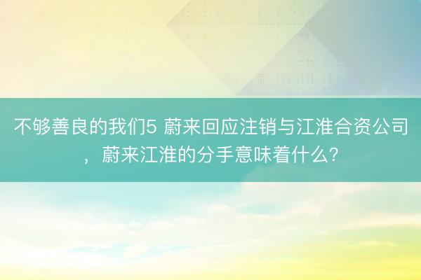不够善良的我们5 蔚来回应注销与江淮合资公司,蔚来江淮的分手意味着什么?