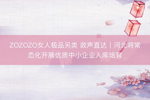ZOZOZO女人极品另类 政声直达｜河北将常态化开展优质中小企业入库培育