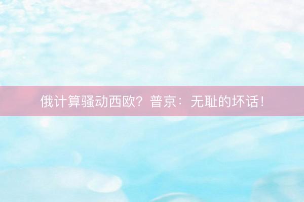 俄计算骚动西欧？普京：无耻的坏话！