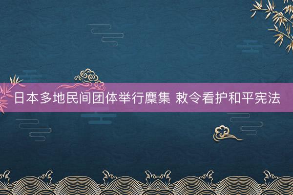 日本多地民间团体举行麇集 敕令看护和平宪法