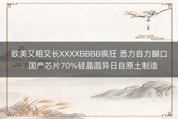 欧美又粗又长XXXXBBBB疯狂 悉力自力餬口：国产芯片70%硅晶圆异日自原土制造