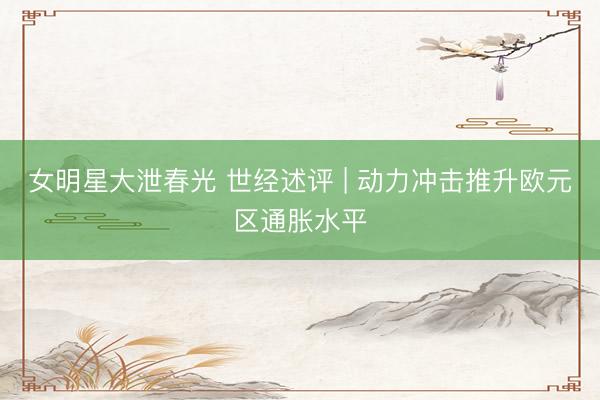 女明星大泄春光 世经述评 | 动力冲击推升欧元区通胀水平