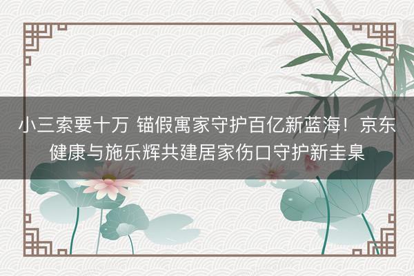 小三索要十万 锚假寓家守护百亿新蓝海！京东健康与施乐辉共建居家伤口守护新圭臬