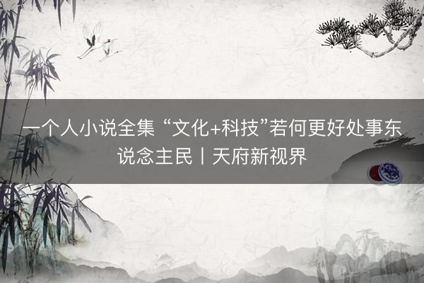 一个人小说全集 “文化+科技”若何更好处事东说念主民丨天府新视界