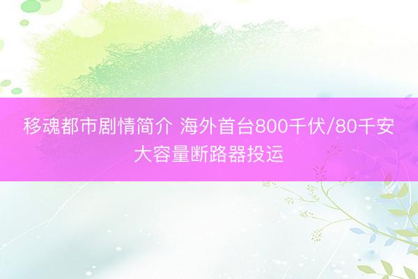 移魂都市剧情简介 海外首台800千伏/80千安大容量断路器投运