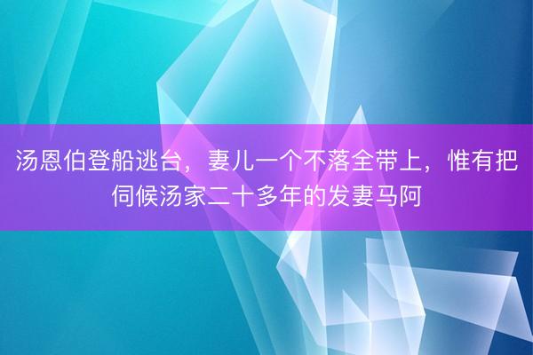 汤恩伯登船逃台,妻儿一个不落全带上,惟有把伺候汤家二十多年的发妻马阿