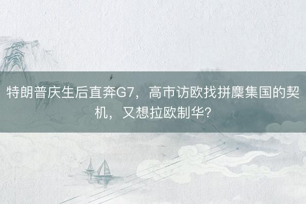 特朗普庆生后直奔G7，高市访欧找拼麇集国的契机，又想拉欧制华？