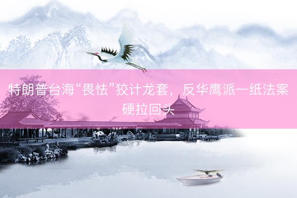特朗普台海“畏怯”狡计龙套，反华鹰派一纸法案硬拉回头