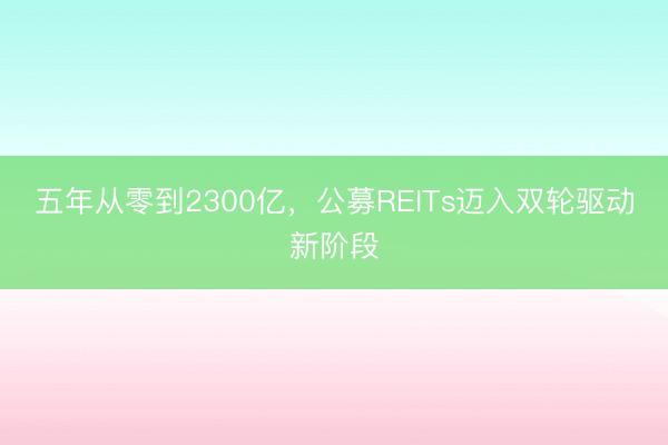 五年从零到2300亿，公募REITs迈入双轮驱动新阶段